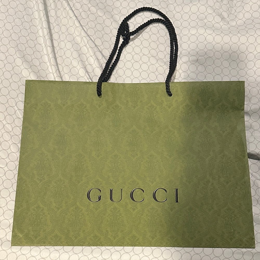 Gucci Olive Green Shopping Bag with Black Handles